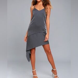 J.O.A. Kash Navy Blue Striped Dress
